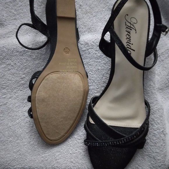 Atrevida Wedge Heels. Black and Sparkly with ankle buckle. - Picture 4 of 5